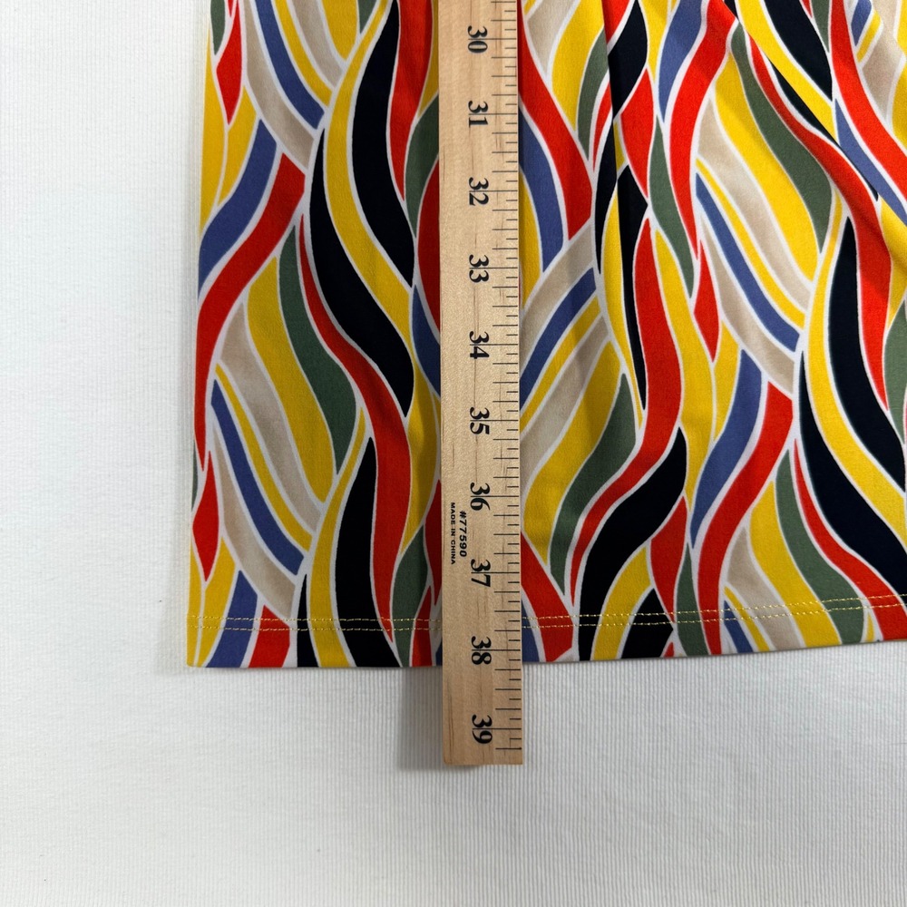 J.Crew 2 Faux Wrap Dress Multicolor Abstract Brunch Resort Knee Length Tie Waist - Picture 6 of 16